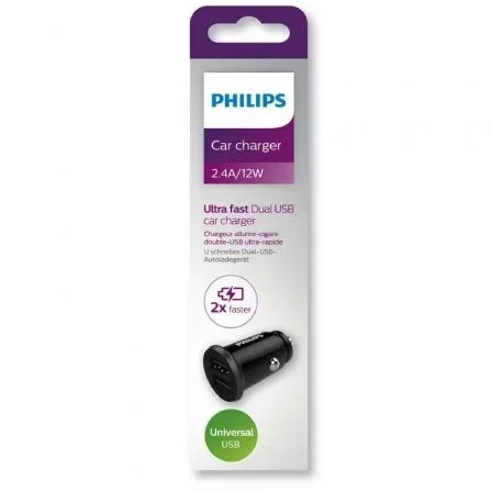 Philips DLP2510 Cargador Coche 2 Puertos USB 12W